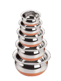 Stainless Steel Handi Set Of 5 Pic Cookware Set (Stainless Steel, 5 - Piece)